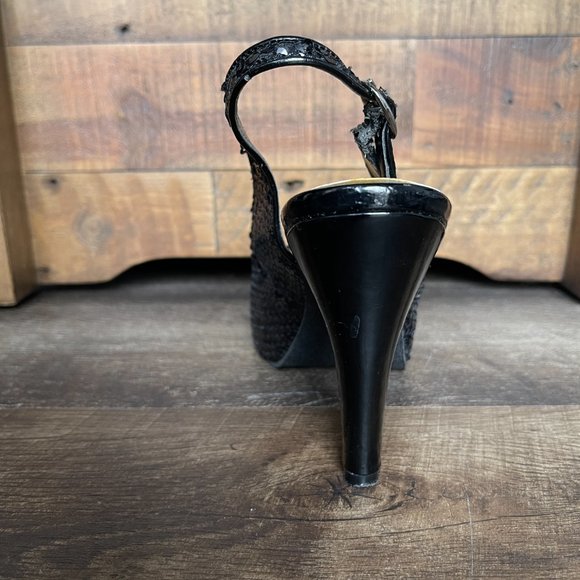 Candies 8.5 medium Women' sequin black heels. - Picture 5 of 10